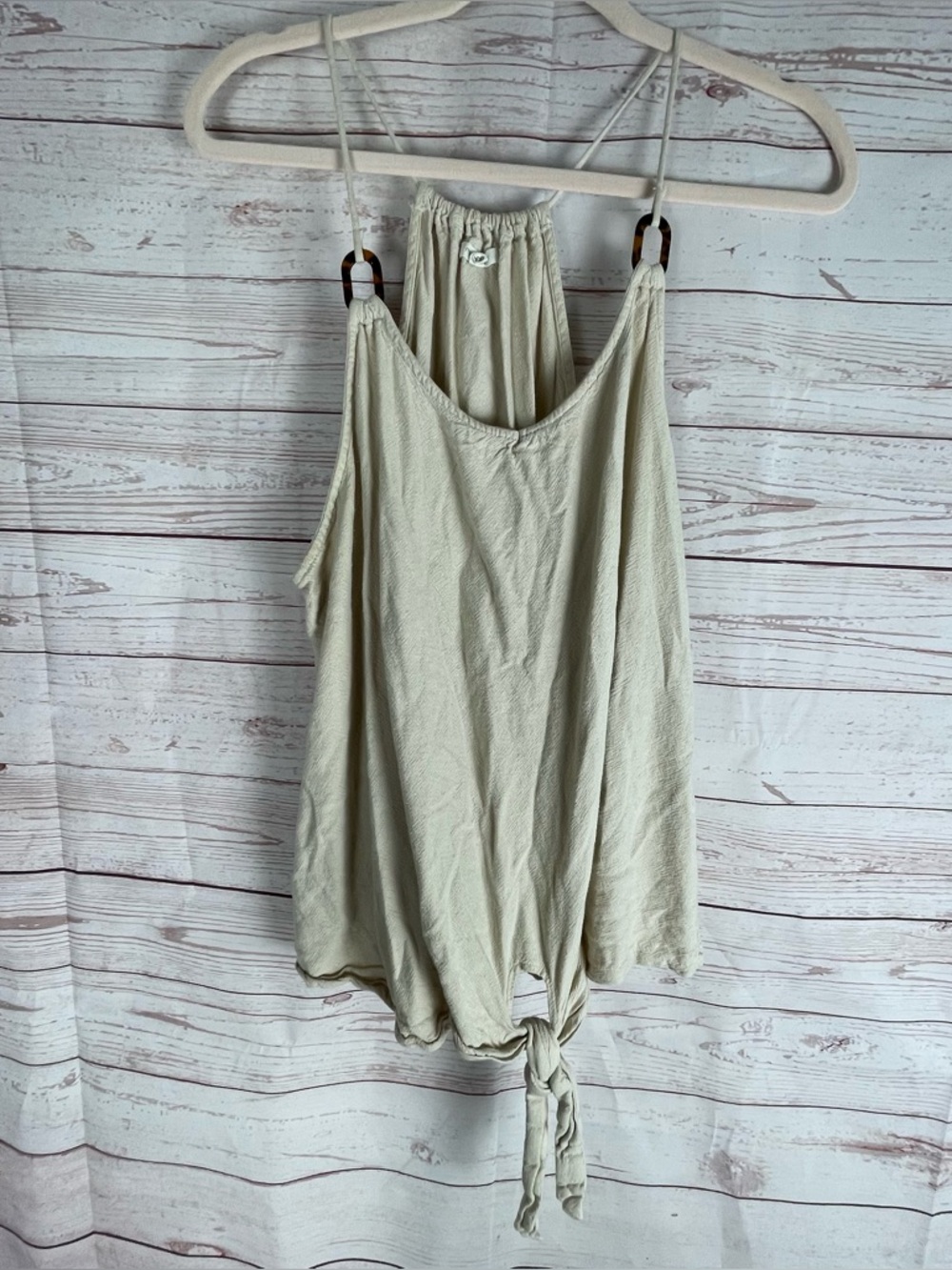 Maurices Beige Linen Blend Sleeveless Spaghetti Strap Knot Front Top Sz XXL Boho